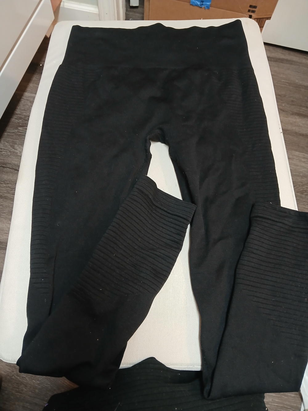 Curves N Combat Boots Black Ribbed Leggings